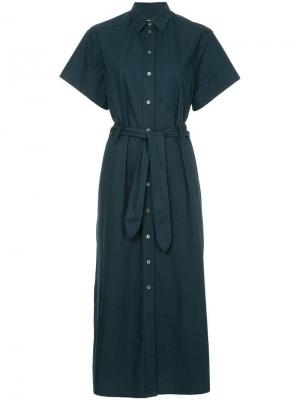 Платье-рубашка свободного кроя с короткими рукавами Maison Kitsuné. Цвет: синий