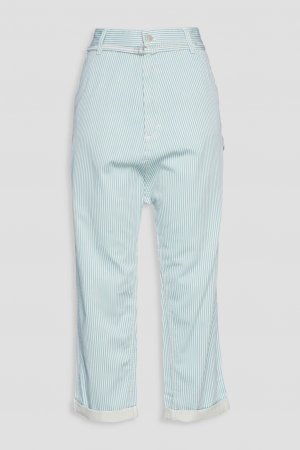 Укороченные брюки прямого кроя из хлопкового твила в полоску с поясом , голубое небо Denimist