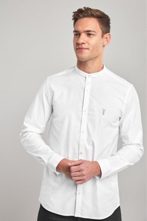 Рубашка-оксфорд стрейч с длинными рукавами и воротником , белый Next
