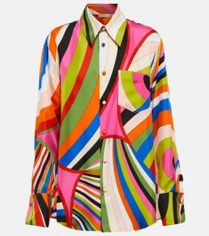 Шелковая рубашка с принтом PUCCI, разноцветный Pucci