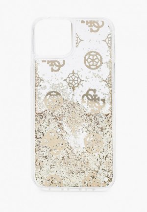 Чехол для iPhone Guess 13, Liquid Glitter Peony Gold. Цвет: золотой