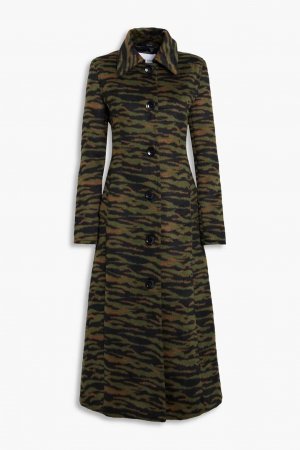 Пальто Donatella из ворсованного фетра с зебровым принтом, армейский зеленый Stand Studio
