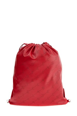 Рюкзак алого цвета в духе логомании с перфорированным принтом STELLA McCARTNEY. Цвет: красный