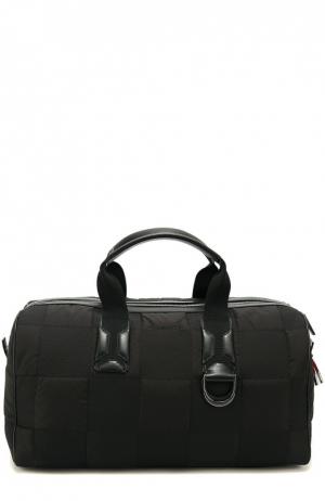 Текстильная дорожная сумка с отделкой из натуральной кожи Dior. Цвет: черный