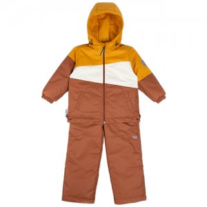 5019В Комплект COLORBLOCK (куртка+брюки), 98 горчичный+терракотовый LEO. Цвет: оранжевый/коричневый/белый/горчичный