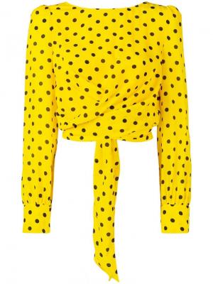 Укороченная блузка в горох Alessandra Rich. Цвет: желтый