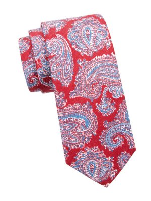 Шелковый галстук с пейсли , бордо Brioni