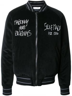 Бархатная куртка-бомбер с вышивкой Selfmade By Gianfranco Villegas. Цвет: чёрный