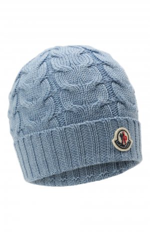 Шерстяная шапка Moncler. Цвет: голубой