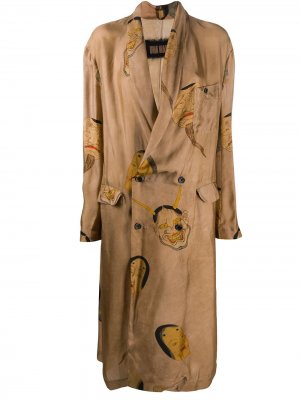 Пальто с графичным принтом Uma Wang. Цвет: нейтральные цвета
