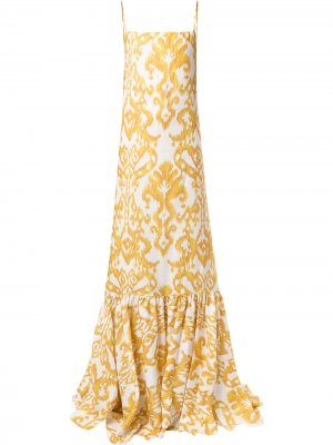 Платье Valencia с принтом Ikat ANDRES OTALORA. Цвет: желтый