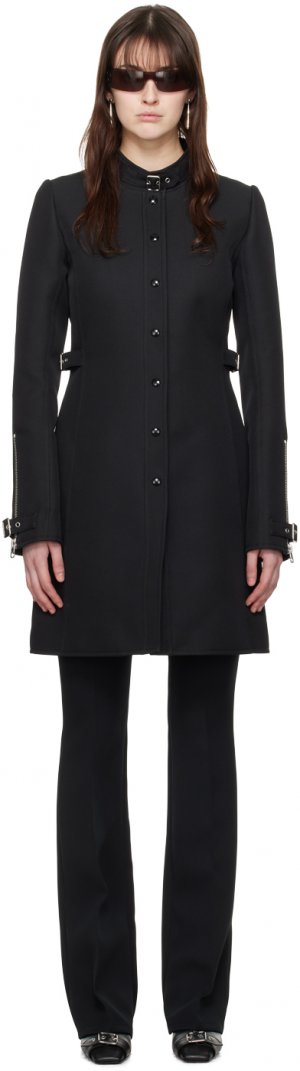Черное пальто с пряжкой Courreges