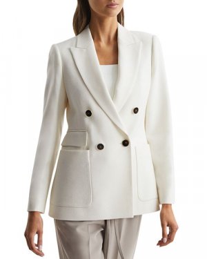 Двубортный пиджак Larsson из твила REISS, цвет White Reiss