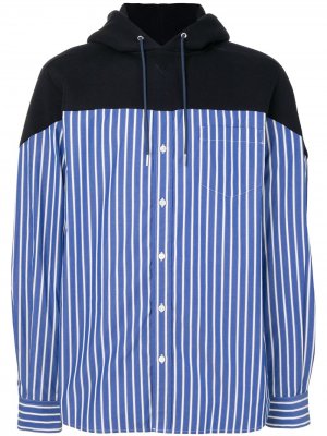 Поплиновая рубашка со вставкой джерси Sacai. Цвет: синий
