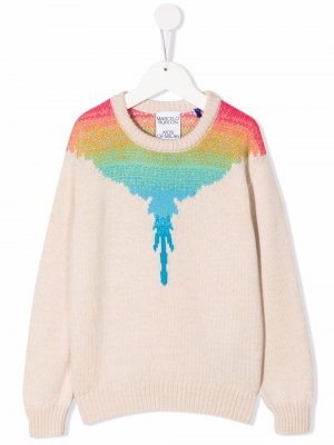 Wings intarsia-logo knitted jumper Marcelo Burlon County Of Milan Kids. Цвет: бежевый