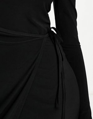Черное платье мини с балетной юбкой и квадратным вырезом ASOS DESIGN