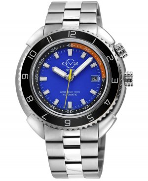 GV2 Мужские швейцарские автоматические часы-браслет из нержавеющей стали Squalo серебристого цвета, 46 мм Gevril