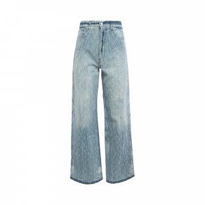 Широкие жаккардовые джинсы с высокой посадкой, цвет Светлый индиго Amiri