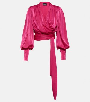 Атласная блузка mouglalis с запахом , розовый Costarellos