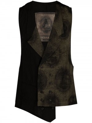 Graphic-print asymmetric waistcoat Ziggy Chen. Цвет: черный