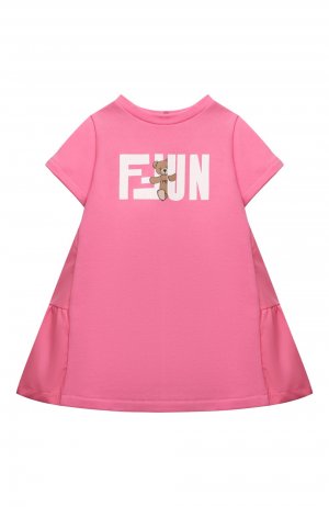 Хлопковое платье Fendi. Цвет: розовый