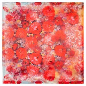 Платок ,89х89 см, красный Павловопосадская платочная мануфактура. Цвет: красный