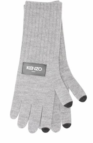 Шерстяные перчатки Kenzo. Цвет: светло-серый