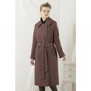 Пальто-халат  демисезонное, шерсть, силуэт прилегающий, средней длины, размер 44-46, бордовый MARGO. Цвет: бордовый/красный