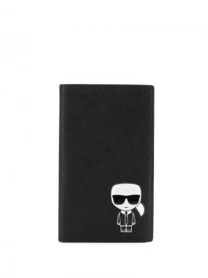 Обложка для паспорта K/Ikonik Karl Lagerfeld. Цвет: черный