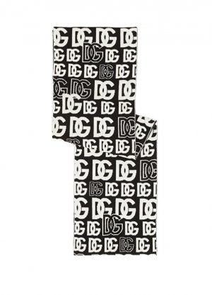 Черно-белый женский кашемировый шарф с жаккардовым логотипом и Dolce&Gabbana