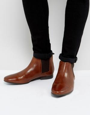 Светло-коричневые кожаные ботинки челси River Island. Цвет: рыжий