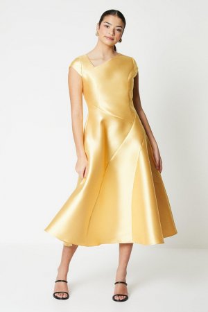 Платье миди из саржи с асимметричным швом , желтый Coast