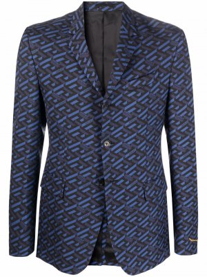 Пиджак с принтом La Greca Versace. Цвет: синий