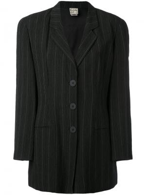 Пиджак в полоску со структурированными плечами Krizia Vintage. Цвет: серый