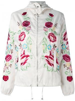 Куртка-бомбер с цветочной вышивкой P.A.R.O.S.H.. Цвет: бежевый