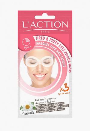 Маска для кожи вокруг глаз LAction L'Action против усталости контура глаз: алоэ вера и зеленый чай, Tired&Puffy eyes reducer. Цвет: прозрачный