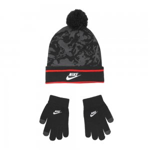 Шапка и перчатки Camo Stripe Pom Beanie Set Nike. Цвет: разноцветный