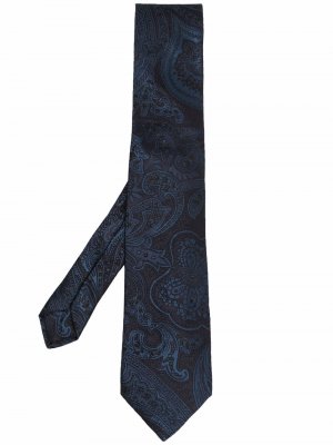 Шелковый галстук с вышитым узором пейсли ETRO. Цвет: синий