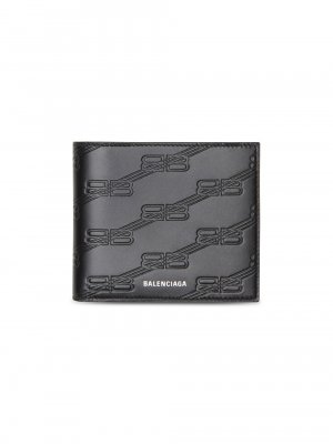 Квадратный бумажник в сложенном виде с тиснением и монограммой коробке , черный Balenciaga