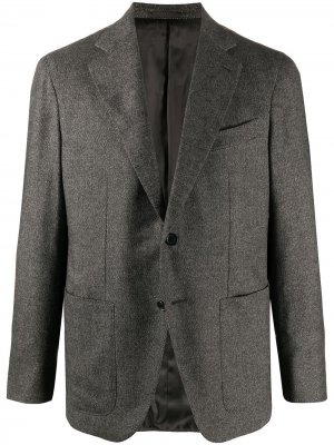 Пиджак с узором в елочку Caruso. Цвет: коричневый
