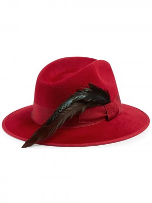 Шляпа-федора с перьями Gucci. Цвет: красный