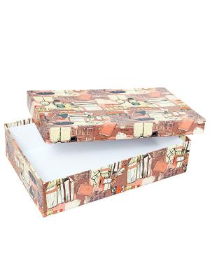 Коробка картонная, набор из 5 шт. 32х20х8 - 40х28х10 см. Библиотека. VELD-CO. Цвет: коричневый, светло-коралловый