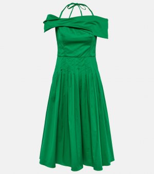 Шелковое платье миди с открытыми плечами Oscar De La Renta, зеленый Renta