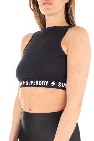Спортивный бюстгальтер - черный слоган SUPERDRY, Superdry