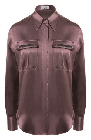 Шелковая блузка Brunello Cucinelli. Цвет: розовый