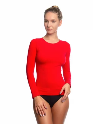 Лонгслив домашний женский T-Shirt Girocollo M/L (Ilar) красный L Mademoiselle. Цвет: красный