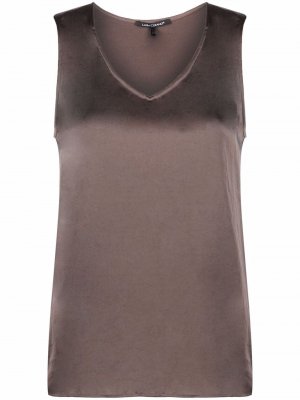 Атласная блузка с V-образным вырезом Luisa Cerano. Цвет: серый
