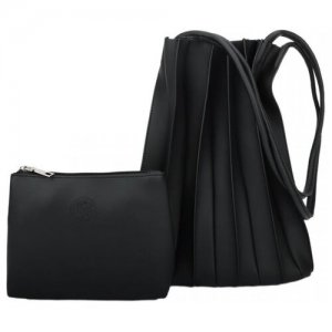 Кожаная женская сумка-торба с косметичкой: комплект 2 в 1 OMS-0178/1 OrsOro. Цвет: черный