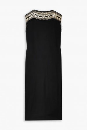 Шелковое платье макси Albertine с вышивкой , черный Nili Lotan