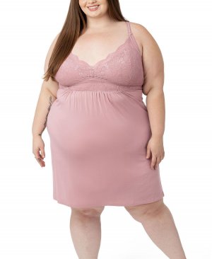 Женская кружевная ночная рубашка для беременных и кормящих мам больших размеров Lucille, с чашечками на застежке , розовый Kindred Bravely